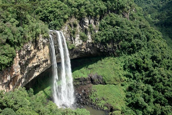 Ein riesiger Wasserfall inmitten grüner Natur