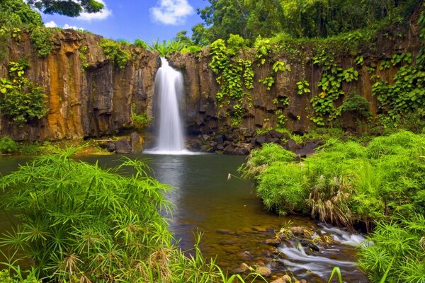 Waterfall from a big rock