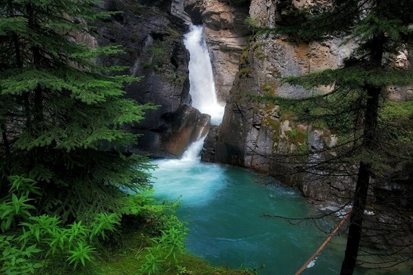 Flujo de agua por la montaña