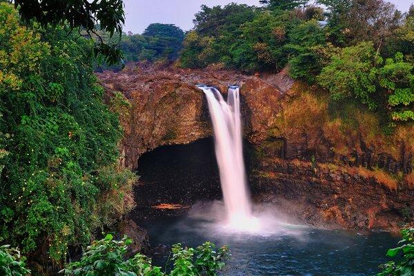 Waterfall in a small mountain in the rainforest