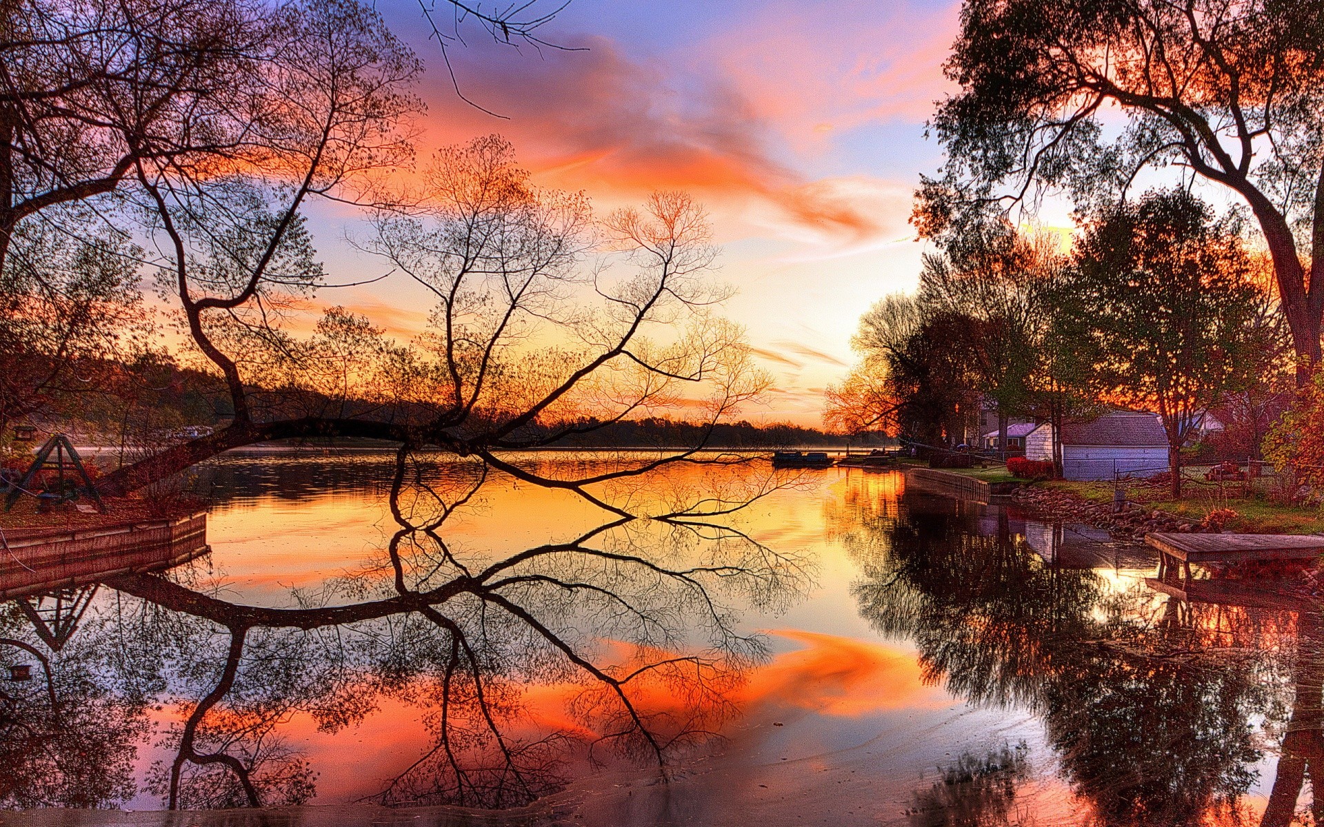 herbst dämmerung sonnenuntergang baum reflexion natur landschaft herbst wasser abend fluss dämmerung park see im freien landschaftlich himmel holz sonne farbe