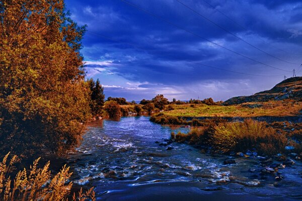 Beautiful cloudy autumn landscape