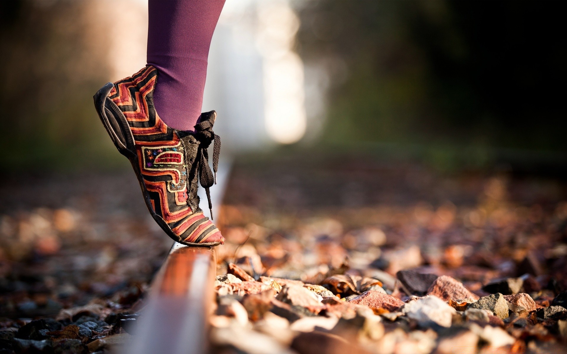 autunno all aperto natura donna singolo scarpe adulto ragazza autunno estate legno sfocatura