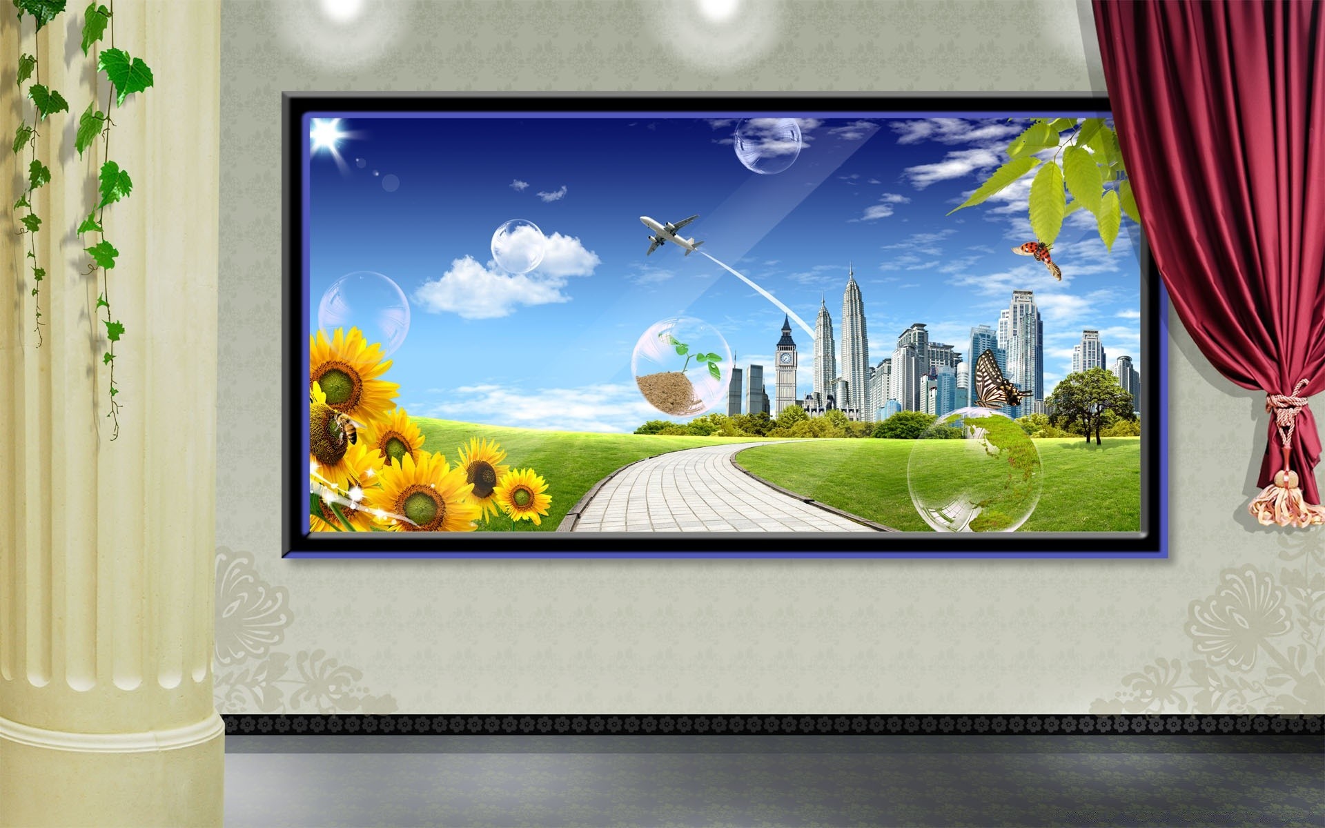 frühling film himmel gras baum landschaft natur bilderrahmen leer architektur im freien haus illustration sommer fenster reisen leer bild familie desktop