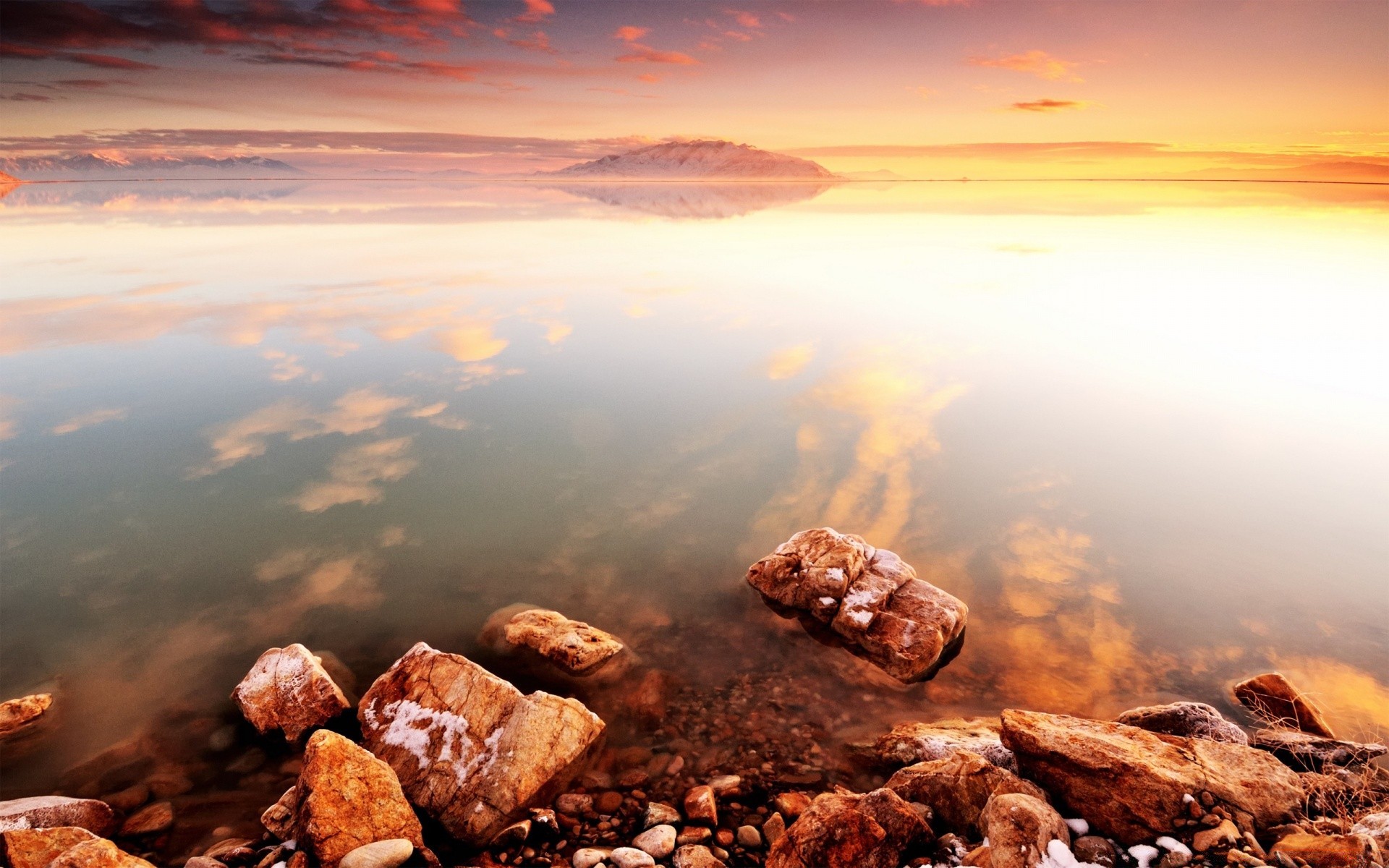 lake dawn sunset sky nature travel landscape outdoors cloud rock mountain evening dusk sun