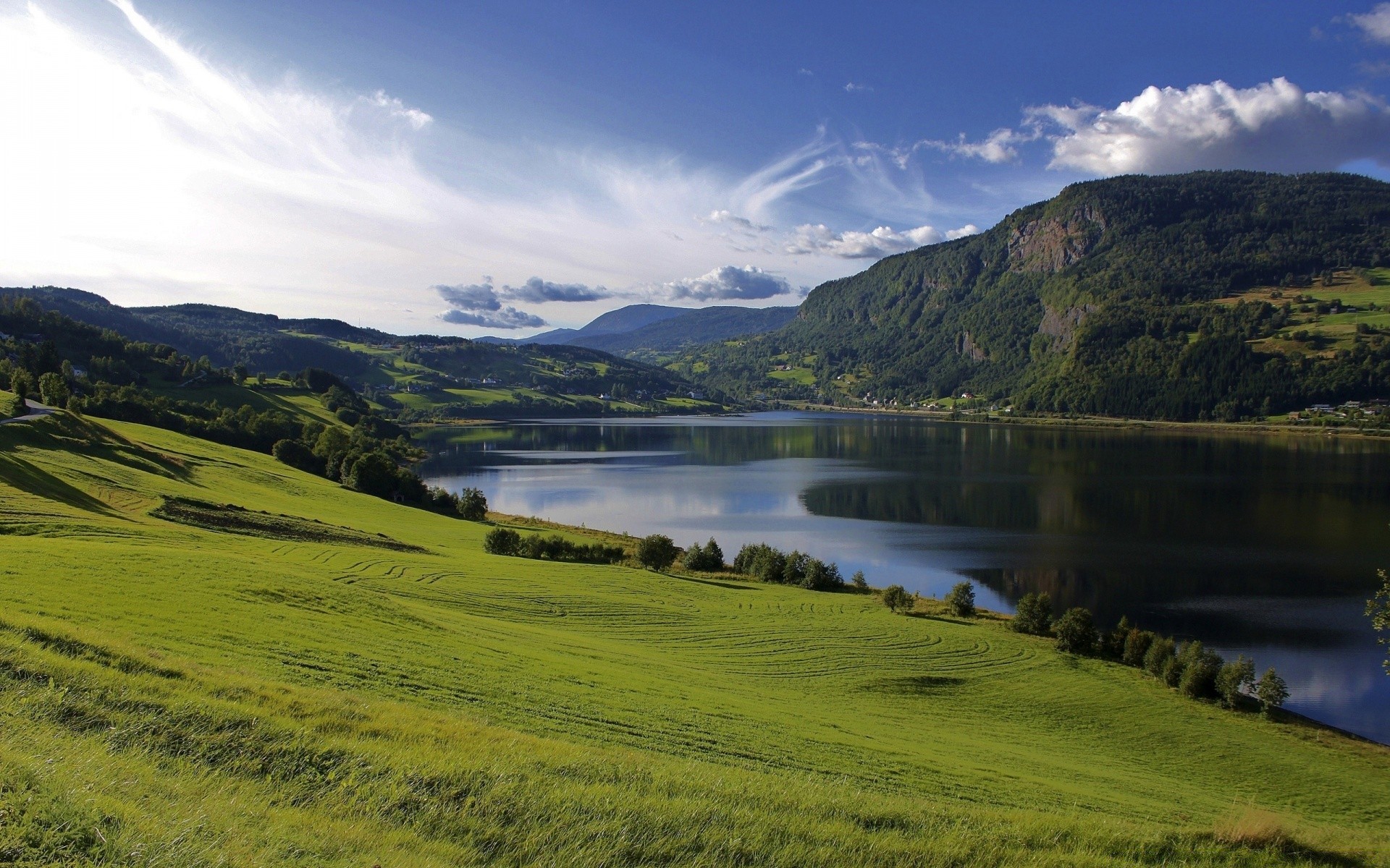 lake landscape nature water outdoors travel mountain sky grass hill scenic valley river tree wood