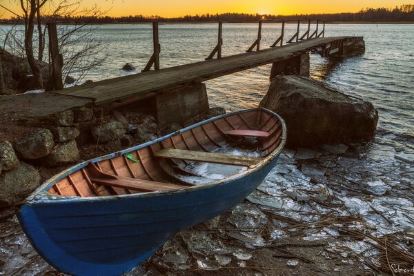 Boat by the lake beautiful landscape