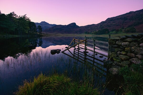 Natural landscape after sunset