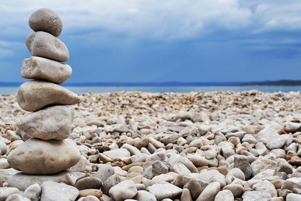 Sea beach with beautiful stones