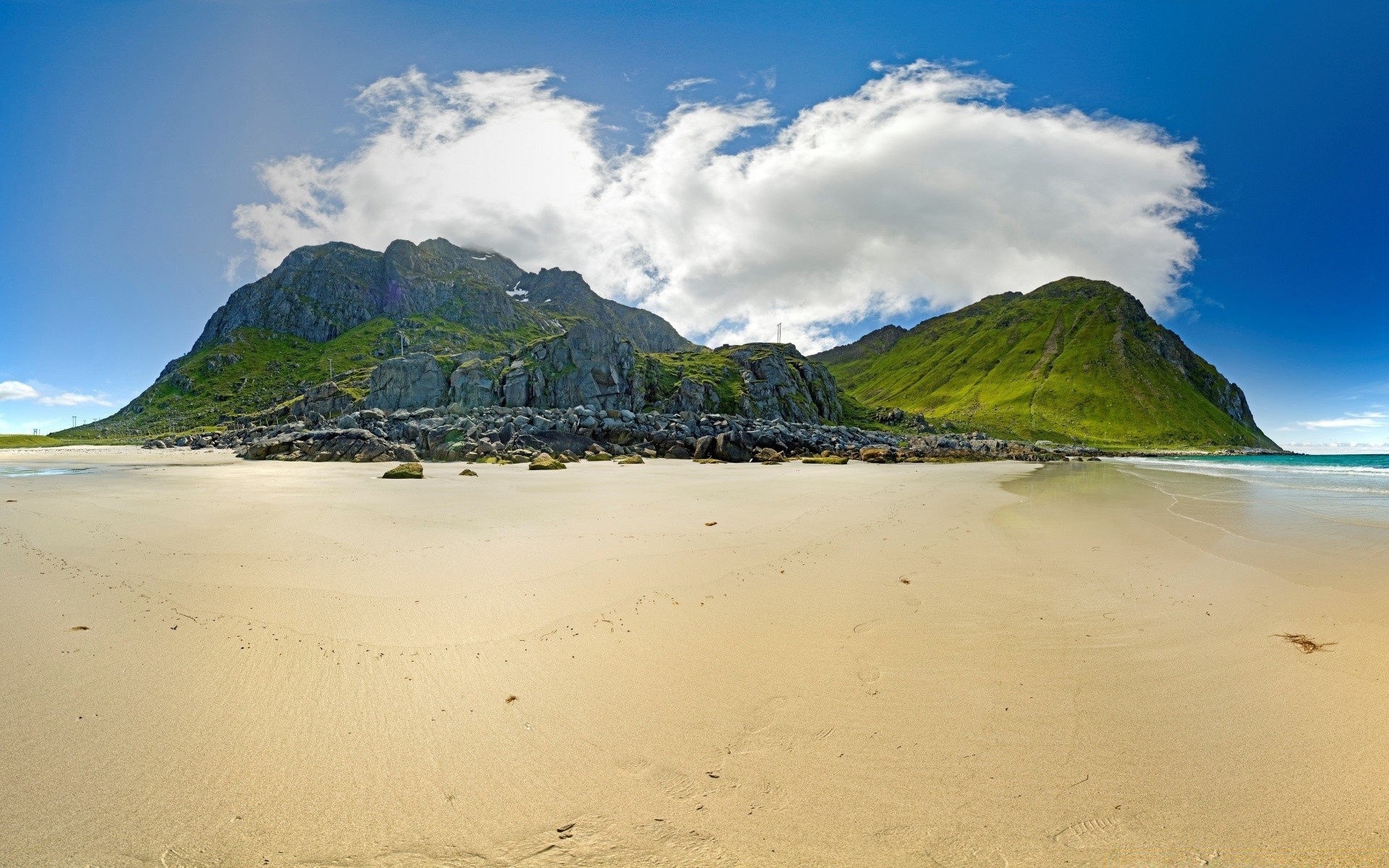 summer beach sand seashore water travel ocean sea island landscape nature tropical vacation seascape bay surf sky sun wave