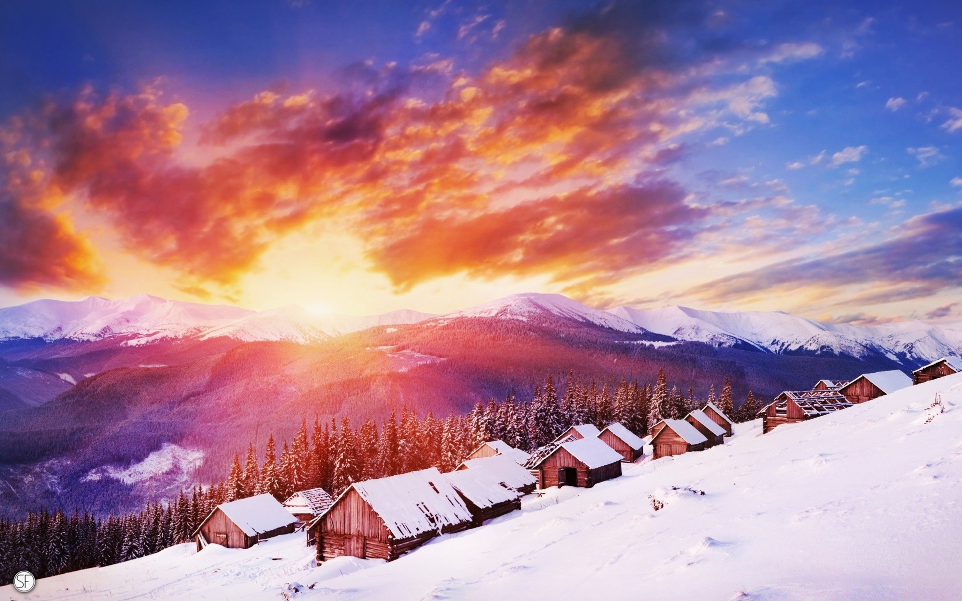 winter snow mountain landscape scenic cold sky outdoors sunset nature ice