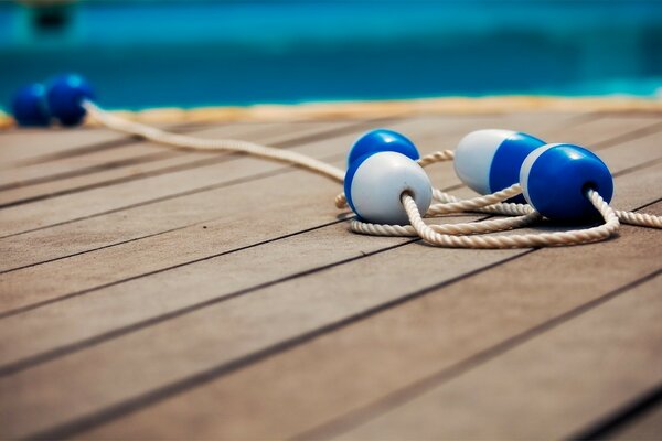 Wooden planks on a blue background