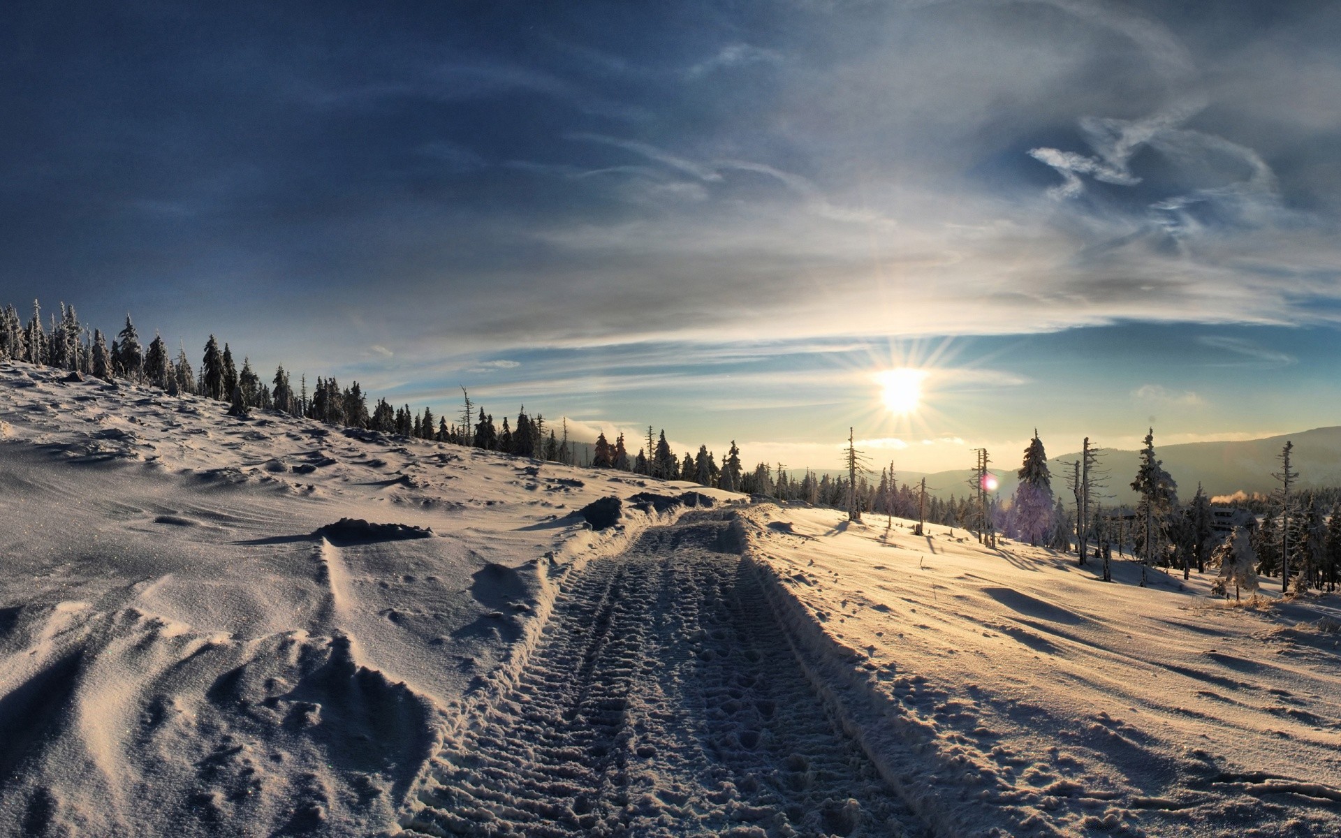 winter sunset snow landscape dawn sky nature travel sun ice evening frost cold outdoors fair weather light