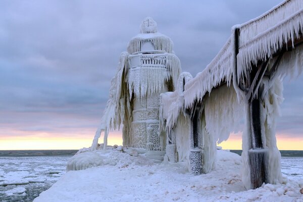 A miracle of winter nature. Ice