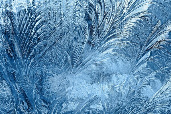 The pattern on the ice that covered the glass