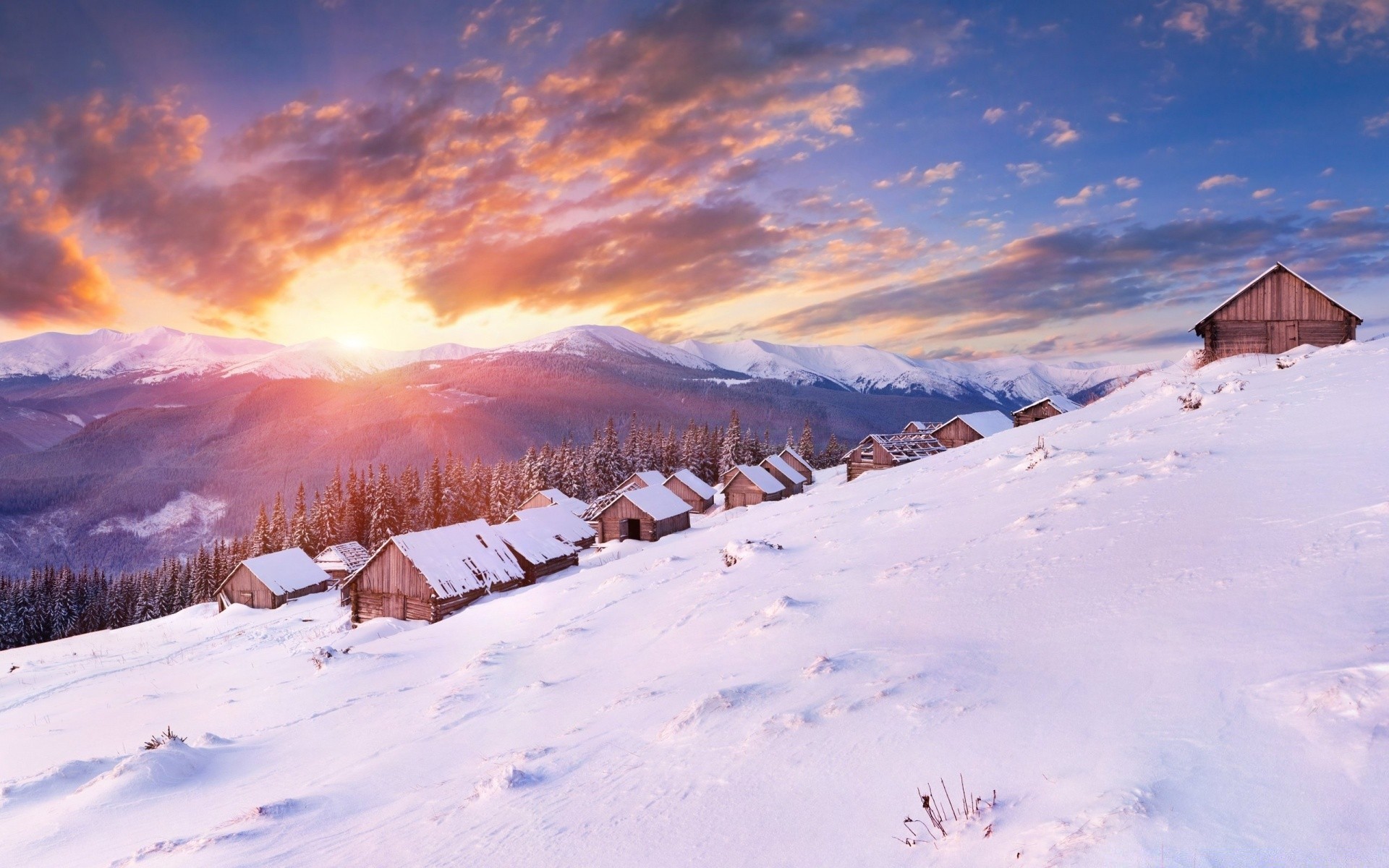 hiver neige montagnes froid paysage glace scénique congelé station gel à l extérieur météo