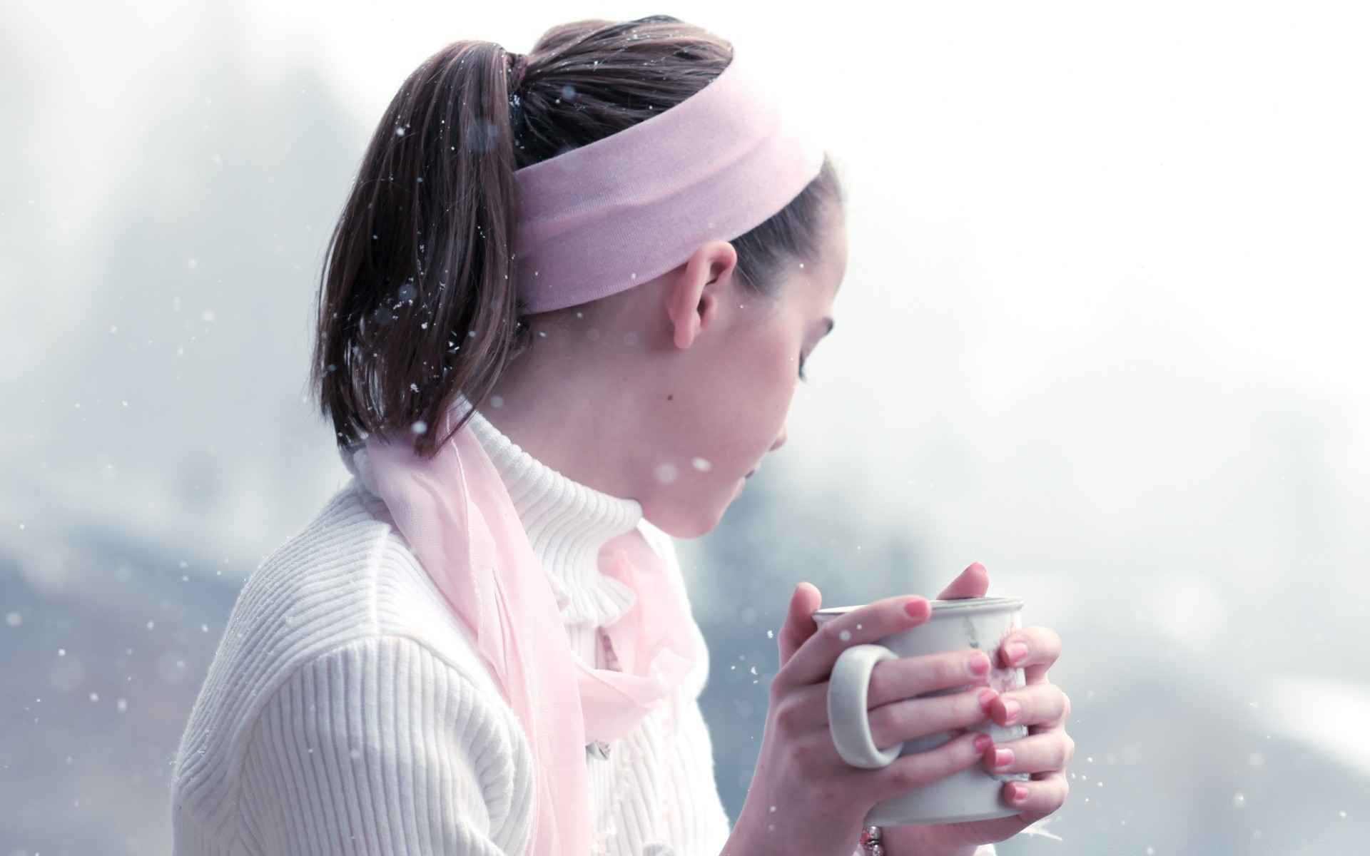 invierno mujer joven hombre retrato solo adulto niño