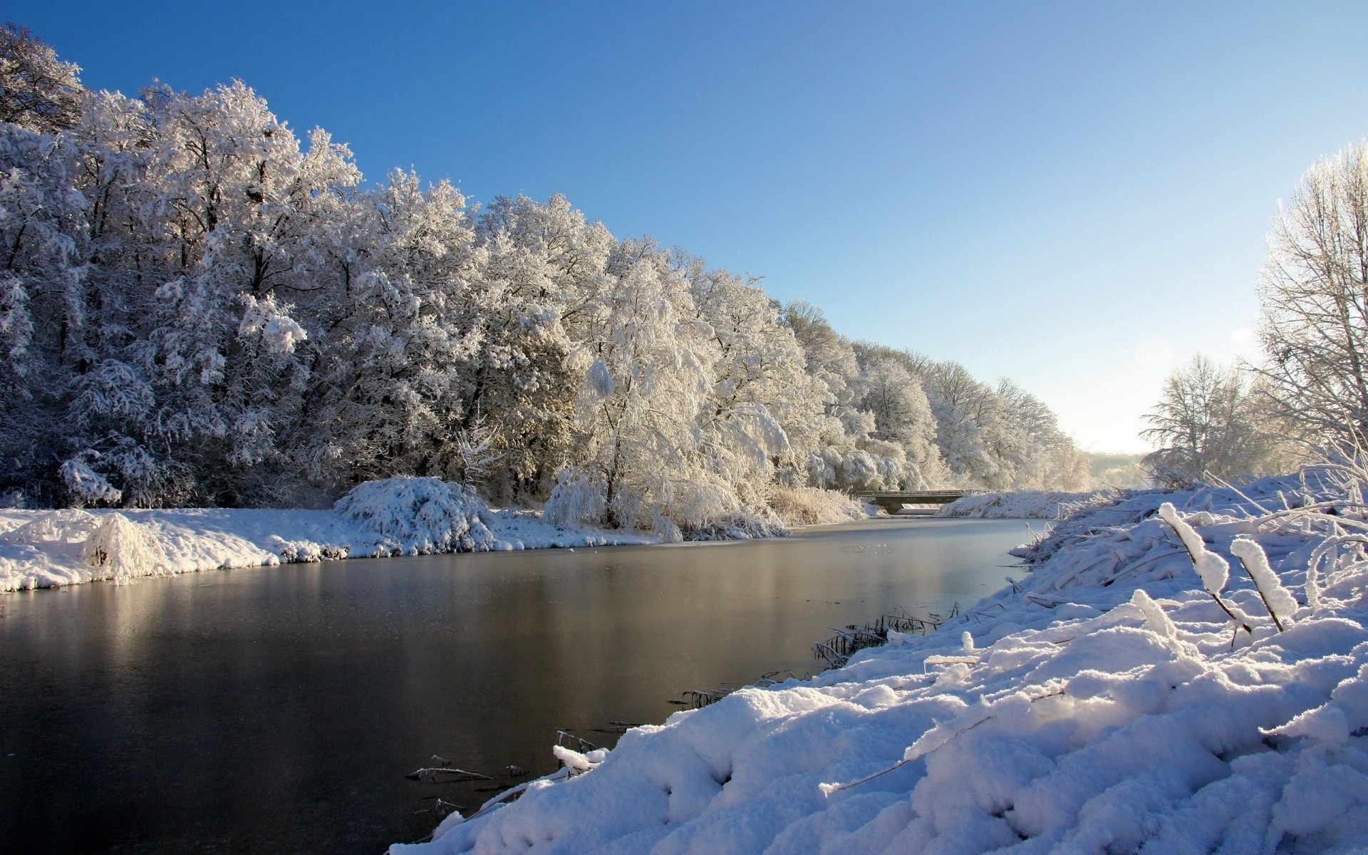 zima śnieg lód zimny mróz mrożony krajobraz drzewo drewno malownicza natura woda mroźna góra pogoda na zewnątrz