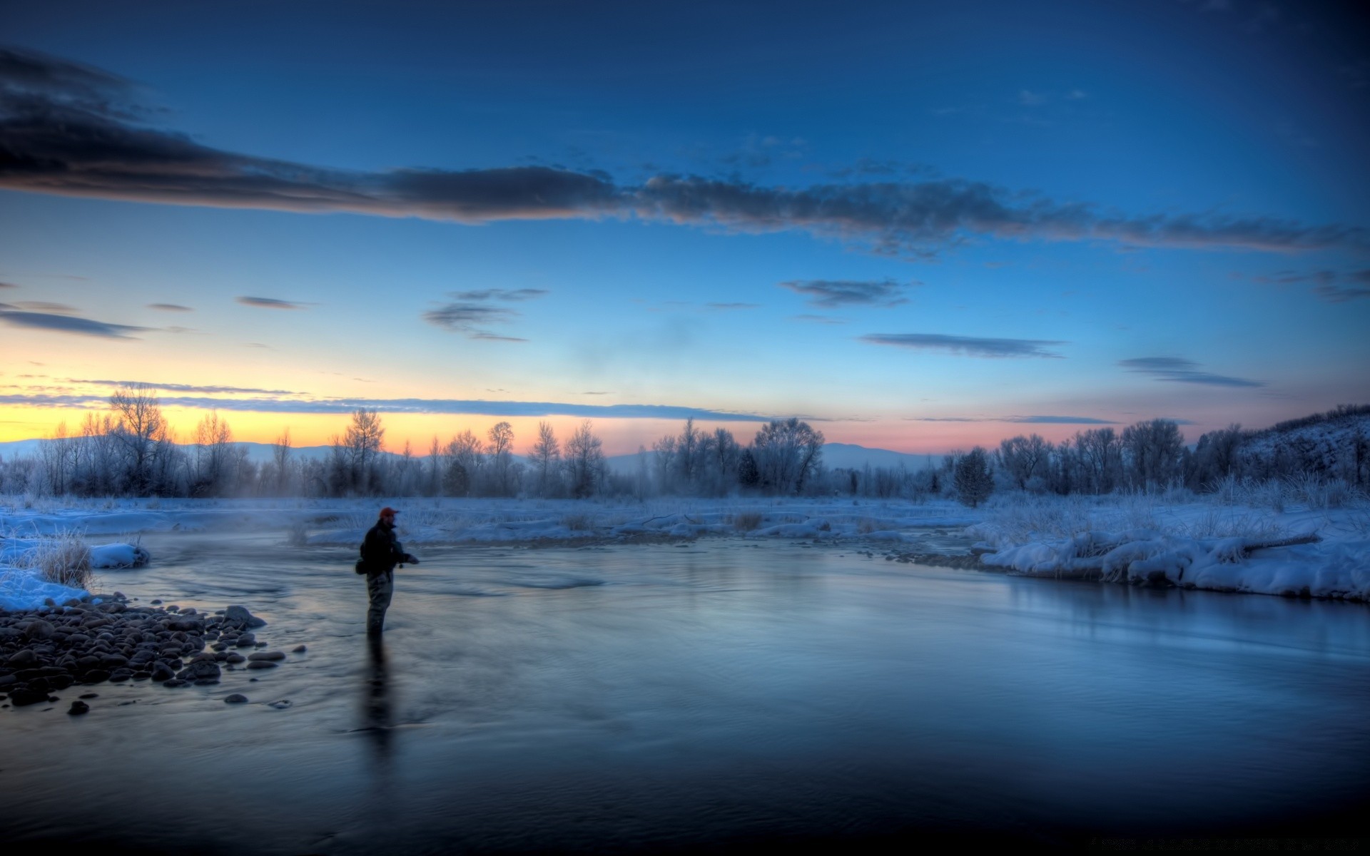 winter sonnenuntergang dämmerung wasser reflexion see abend dämmerung landschaft schnee himmel fluss natur im freien licht