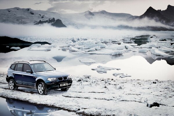 Mountains of ice in cold winter