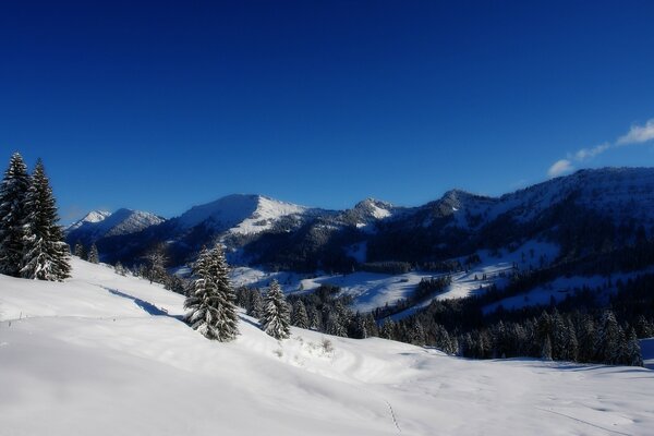 Schneebedeckter Bergabhang