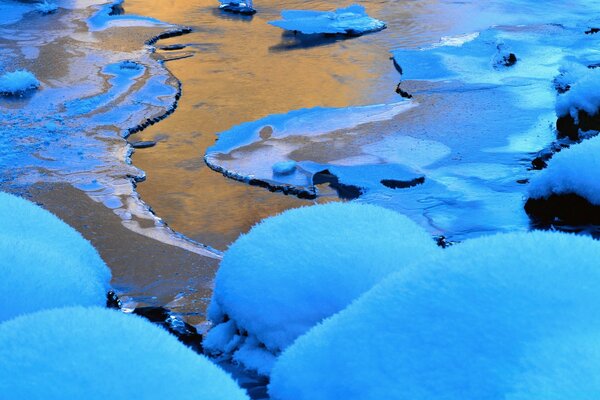 Frozen water in the sea