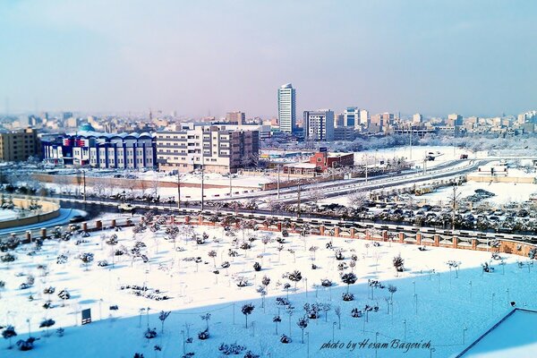 große Stadt. Winterlandschaft