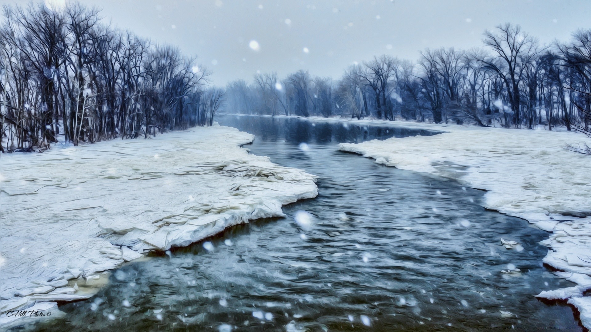 winter snow water ice cold landscape nature river frost frozen wood outdoors tree travel stream weather