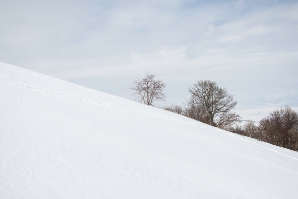 Schneebedeckter Bergabhang