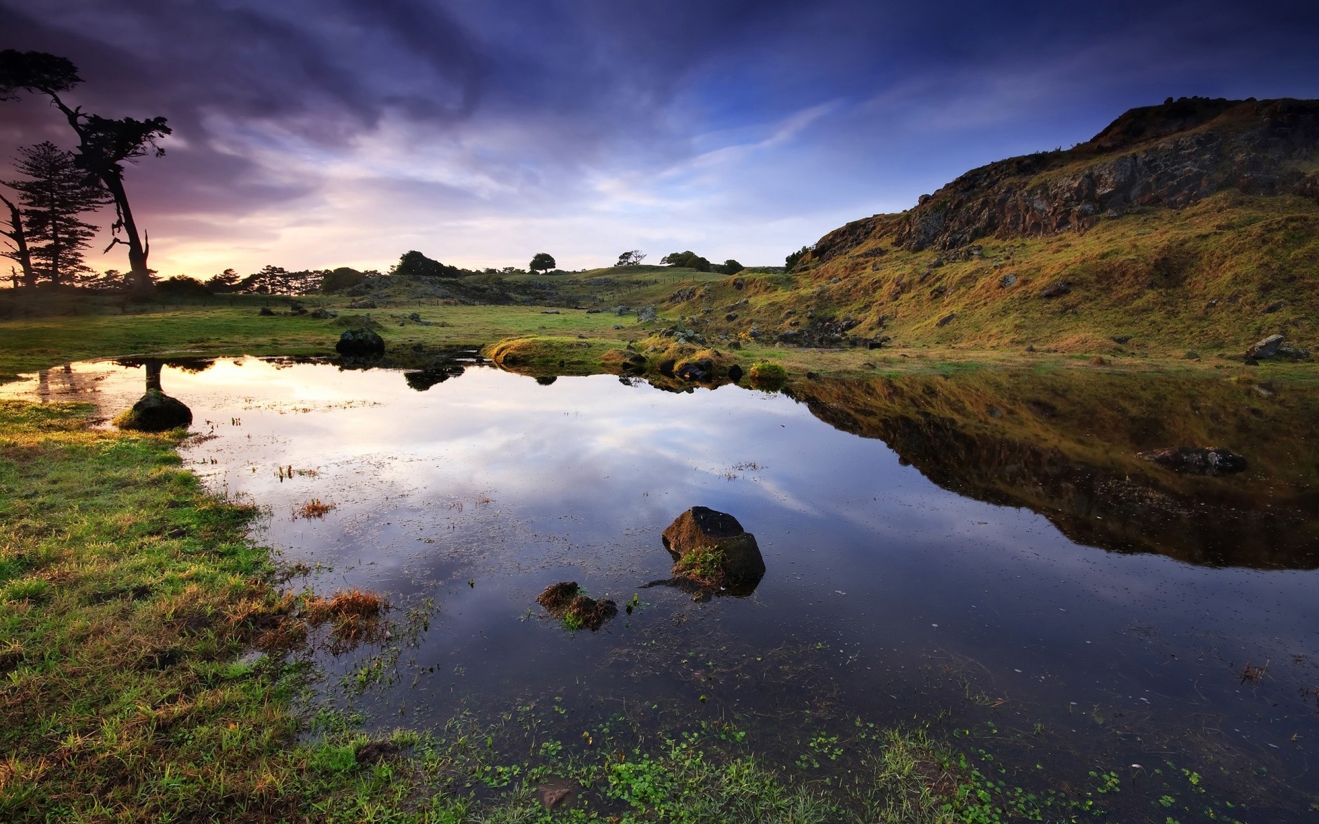 lago paisaje agua río reflexión cielo puesta de sol naturaleza al aire libre viajes amanecer noche árbol montañas hierba