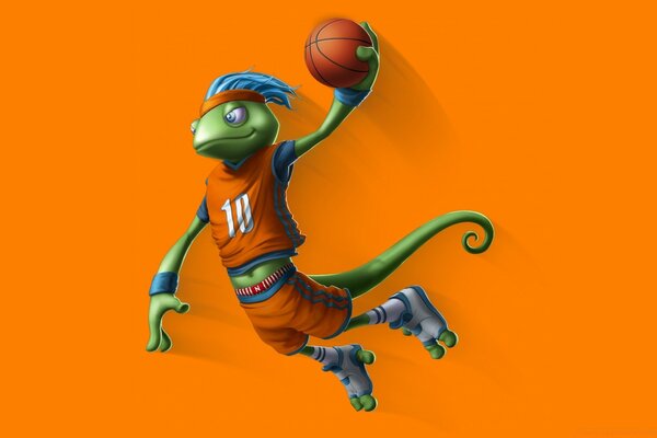 Lagarto juega al baloncesto en el número 10