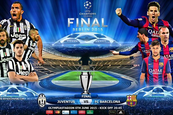 Campeonato de fútbol Juventus vs Barcelona