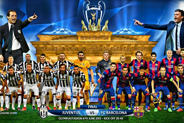 Calcio tra Barcellona e Juventus nella finale 2015