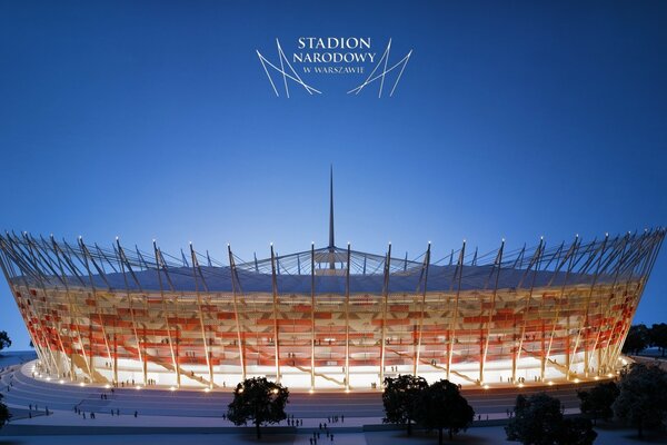 Nationalstadion vor dem Hintergrund des blauen Himmels