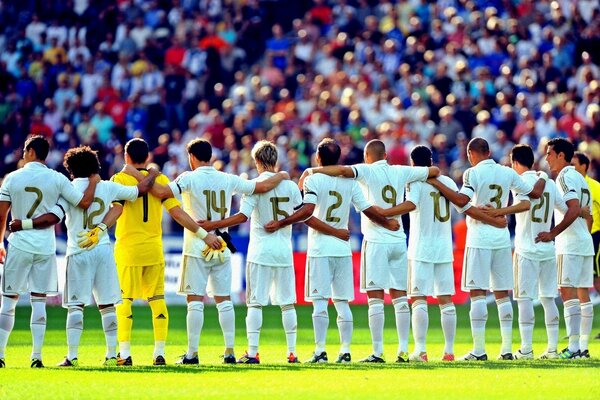 Fußballmannschaft vor dem Spiel