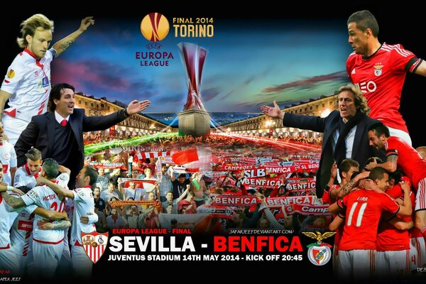 The confrontation between the two teams against the background of the image of their fans