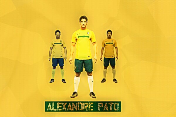 Footballeur Alexandre Pato sur fond jaune vif