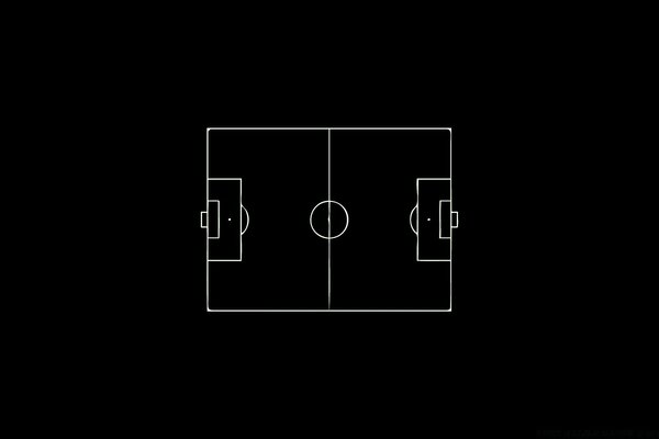 Diagramm des Fußballfeldes auf schwarzem Hintergrund