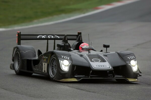 Sports car on the Formula 1 track