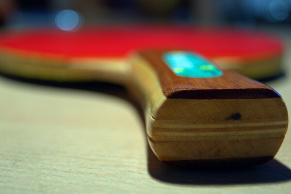 Table tennis racket close-up