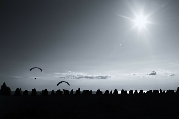 Sports flying in the open sky