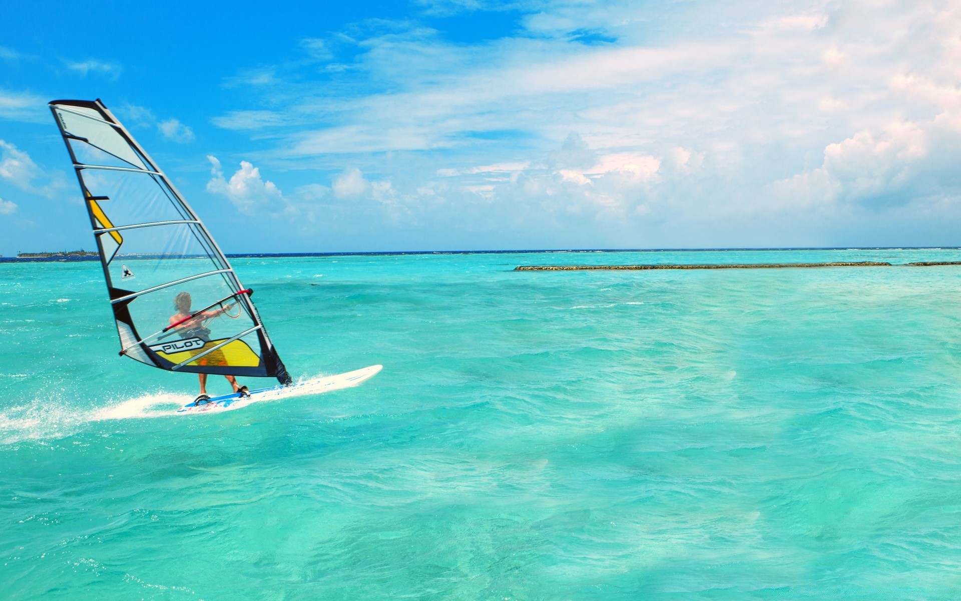 surfen tropisch wasser sommer türkis sand reisen urlaub strand entspannung brandung erholung sonne entspannung idylle ozean exotisch himmel gutes wetter meer insel