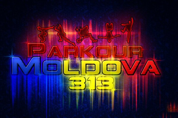 Parkour emblem of Moldova 313 on a dark background