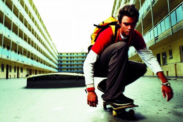 An adult is engaged in skateboarding