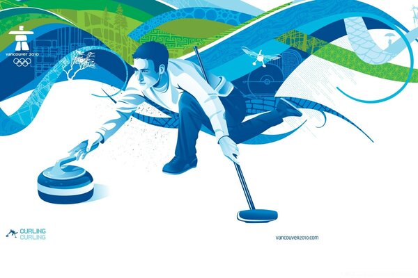 Illustration with the sport of curling