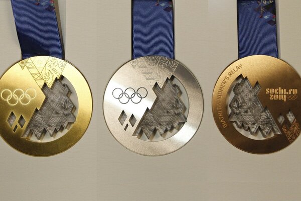 Olympic medals: gold, silver, bronze