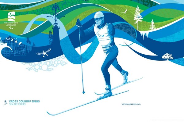 Sports illustration with a man on skis