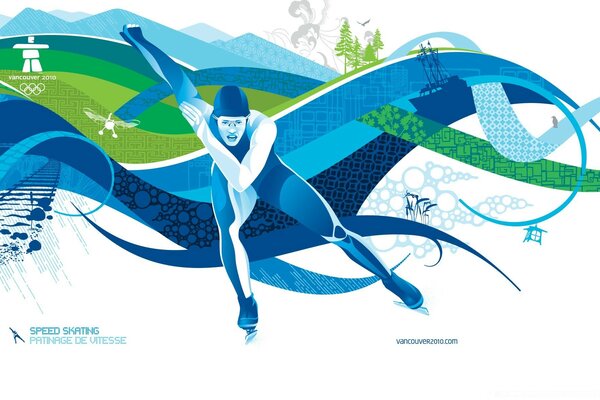 Ilustracja łyżwiarza szybkiego na igrzyska olimpijskie