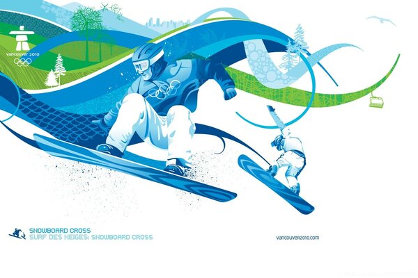 Vector dibujo snowboarder logo en competiciones