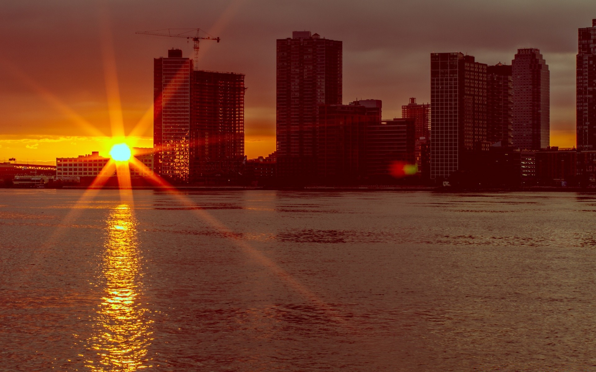 america tramonto sera città crepuscolo alba viaggi centro città acqua architettura cielo skyline grattacielo città sole luce riflessione